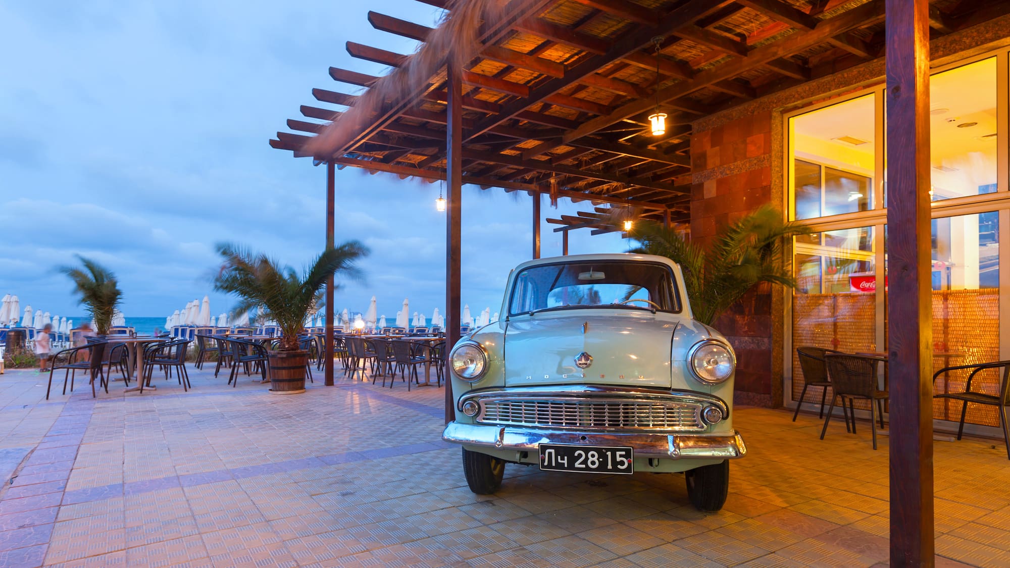 a car parked outside a building