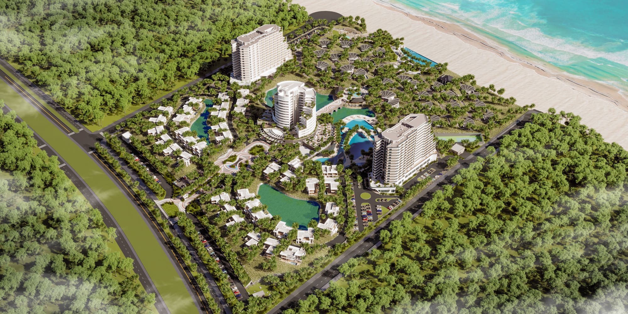 a aerial view of a resort