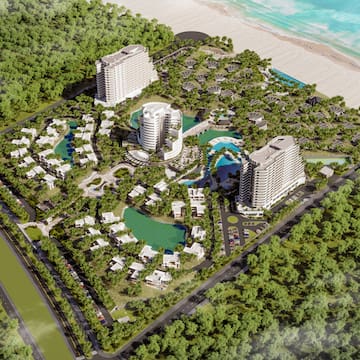 a aerial view of a resort