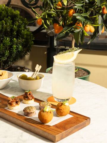 a table with food on it