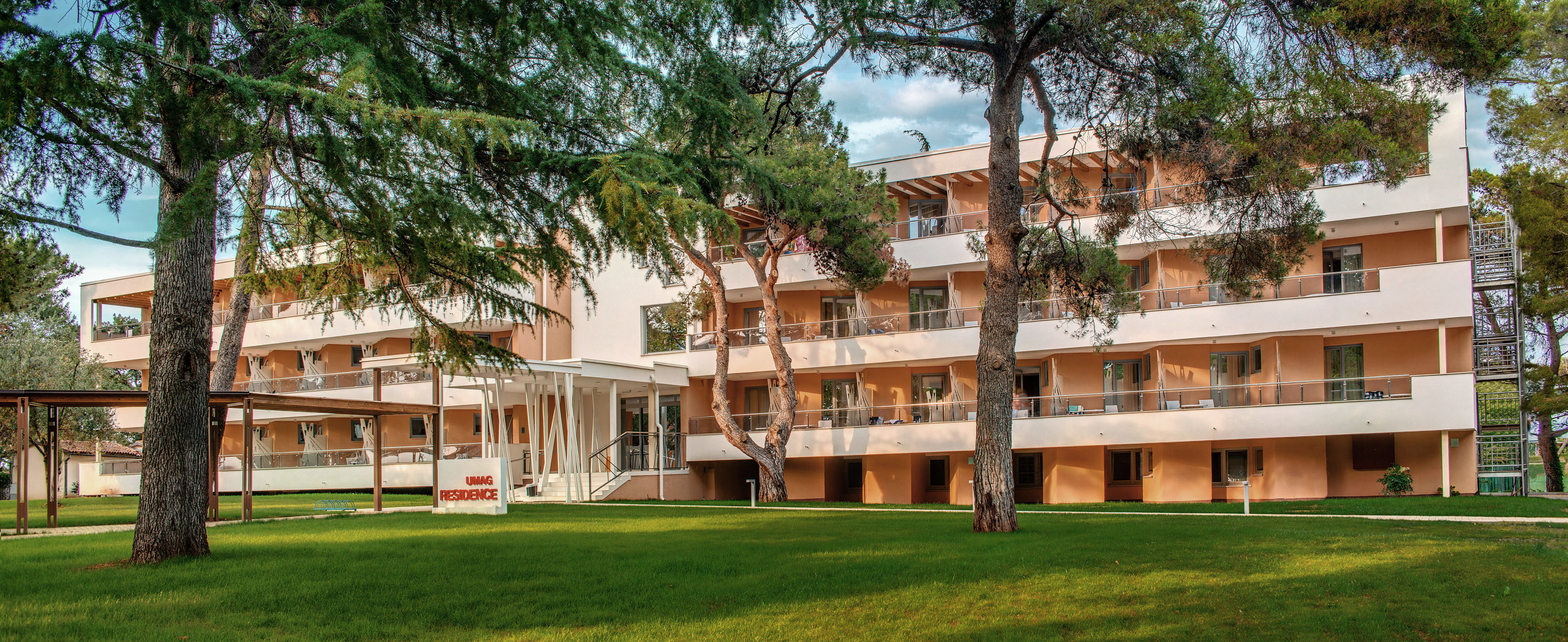 a building with trees in front of it