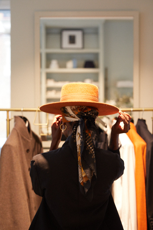 a woman in a hat