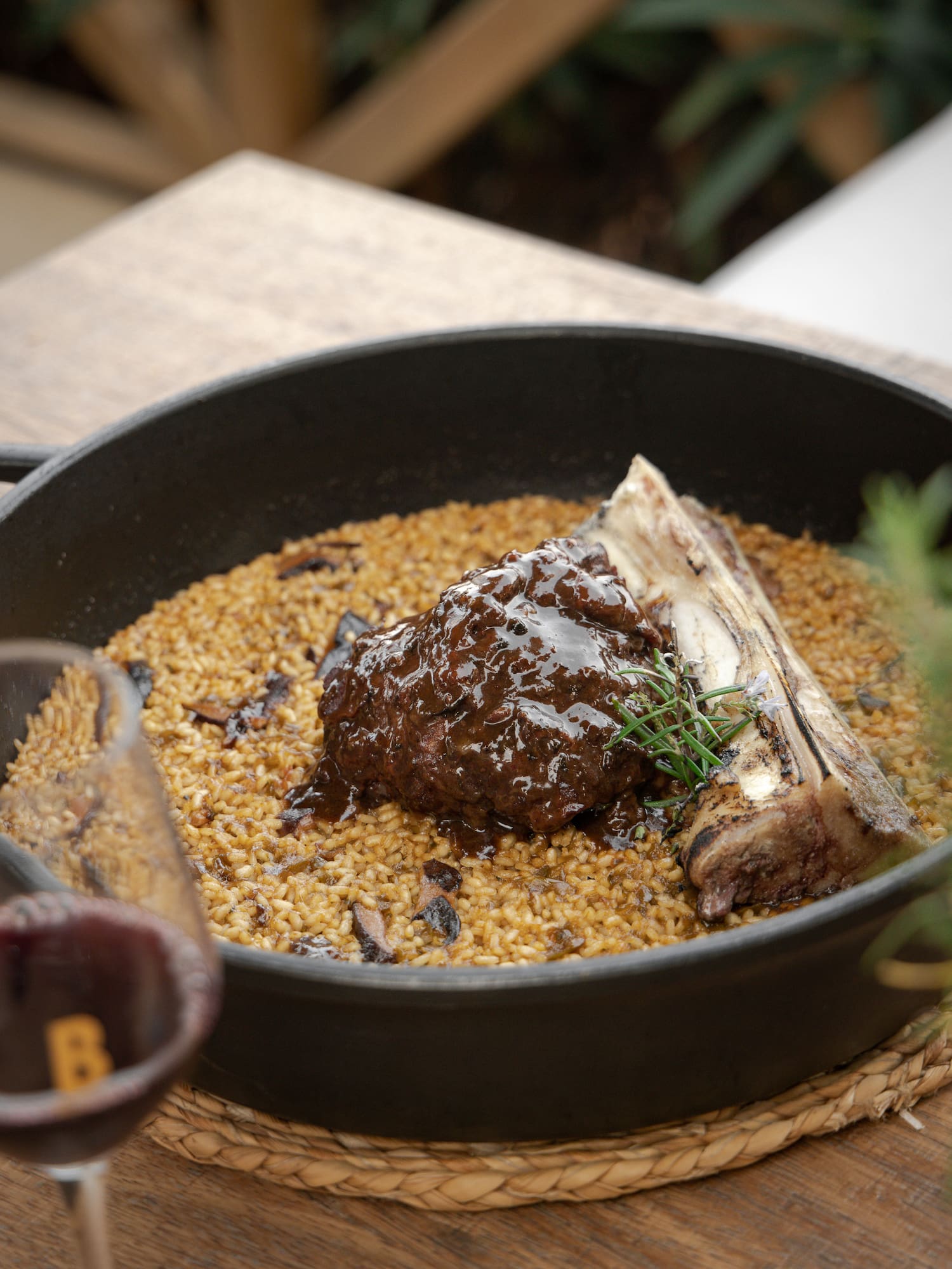 a pan of food with meat and rice
