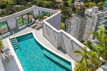 a pool on a rooftop