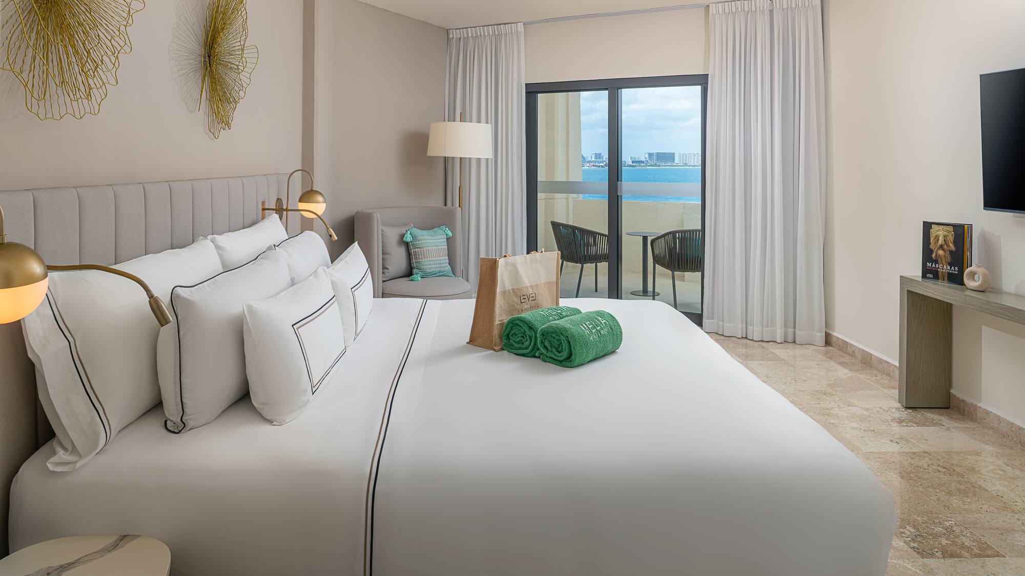 a bed with a towel on it