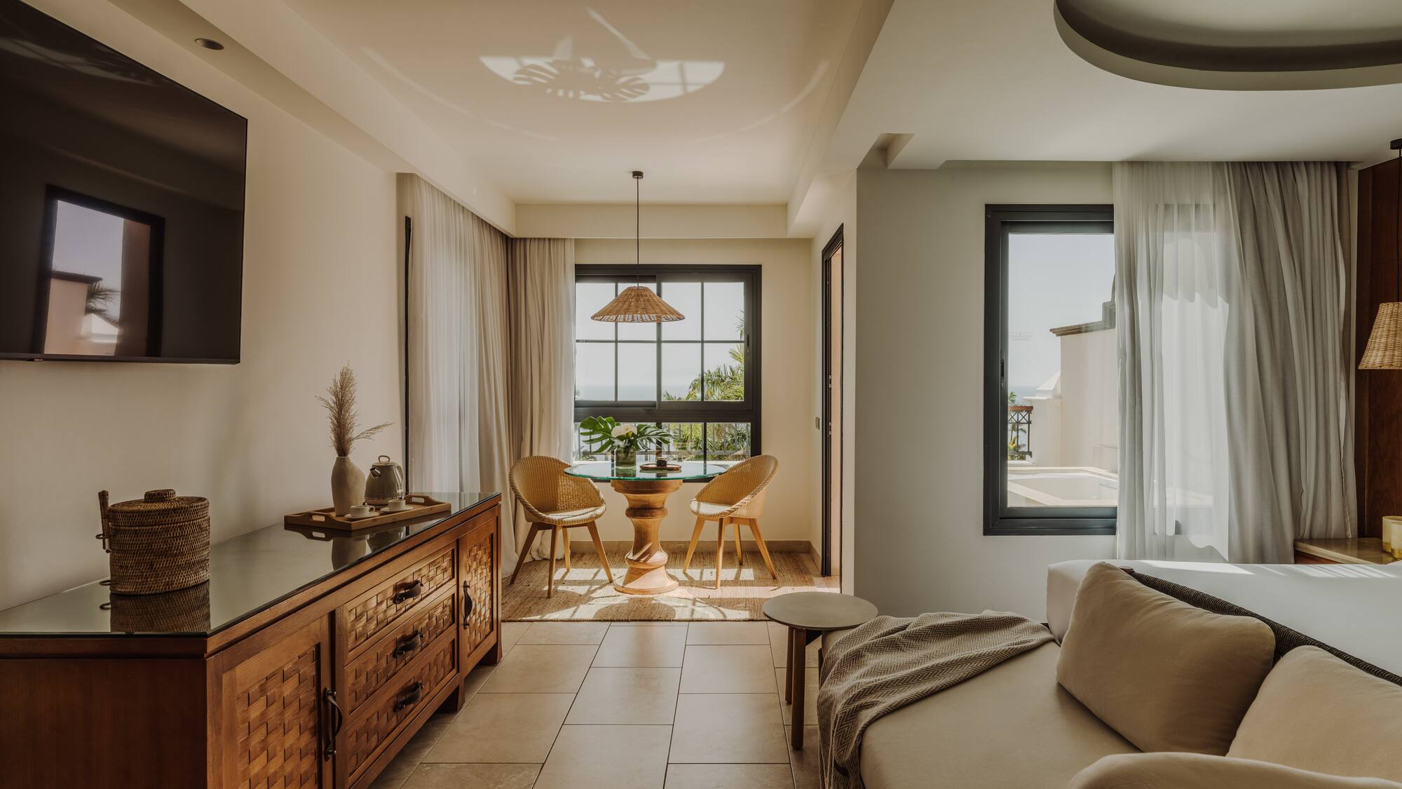 a living room with a tv and a couch