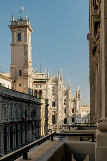 Stunning view of the Milan Cathedral Duomo from the balcony of the One Bedroom Master Suite at Palazzo Cordusio Gran Meliá