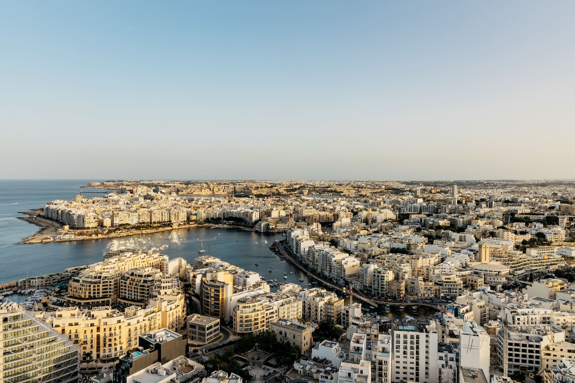 a city with water and buildings