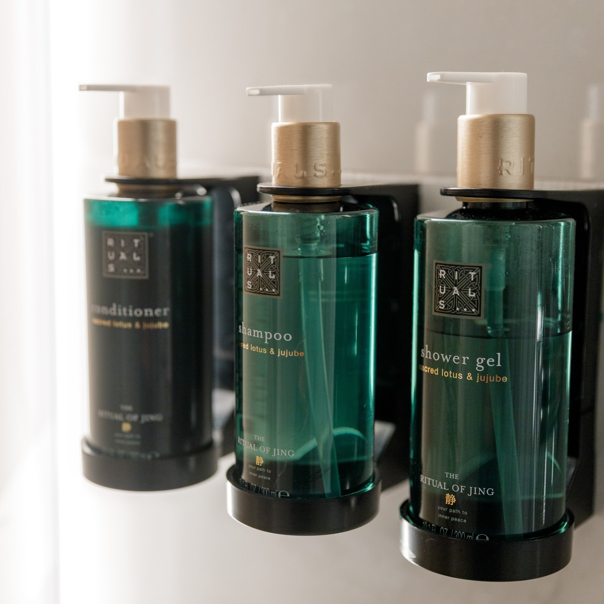 a group of bottles of shampoo and conditioner