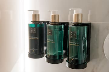 a group of bottles of shampoo and conditioner