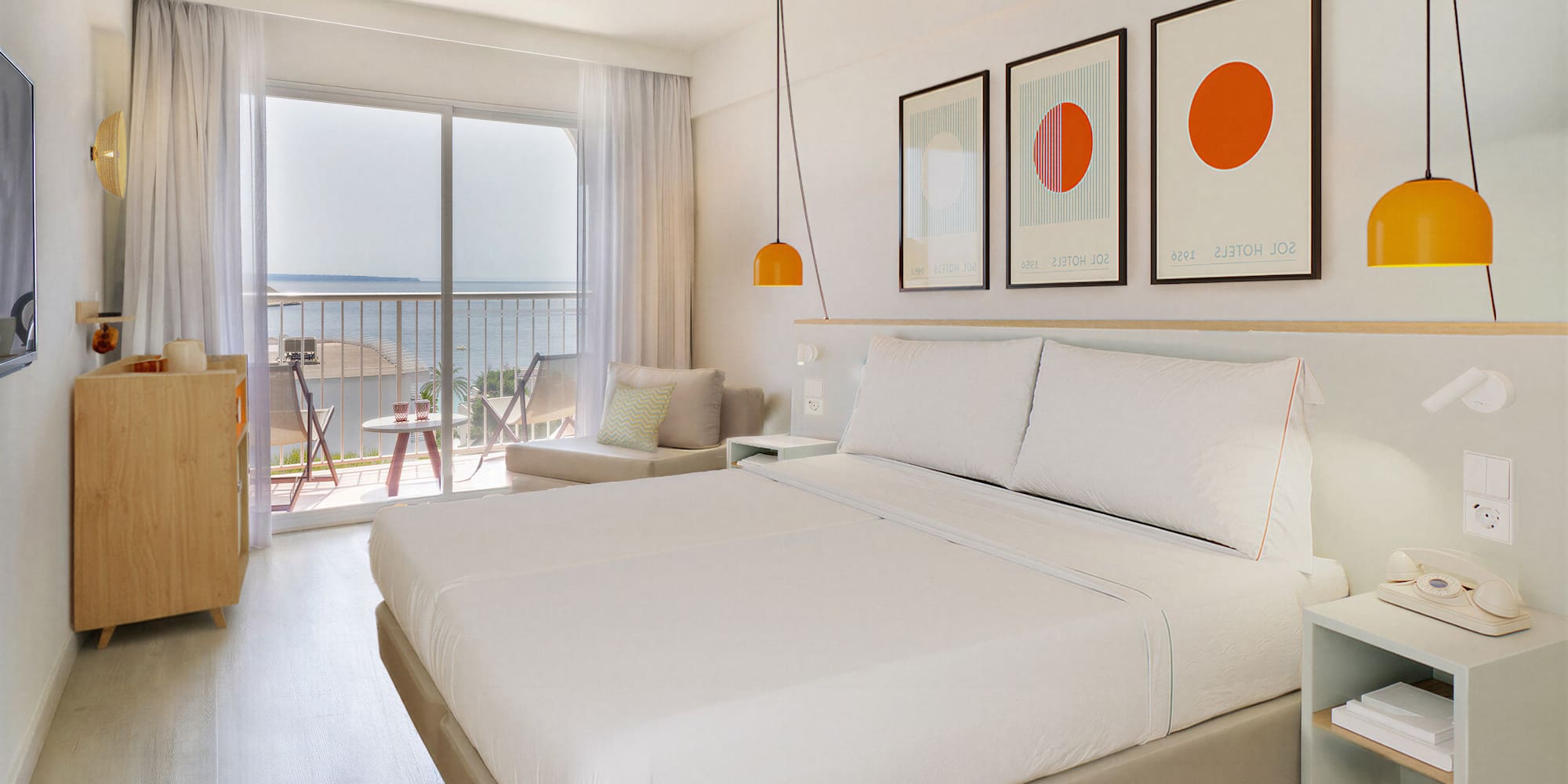 a bedroom with a bed and a balcony