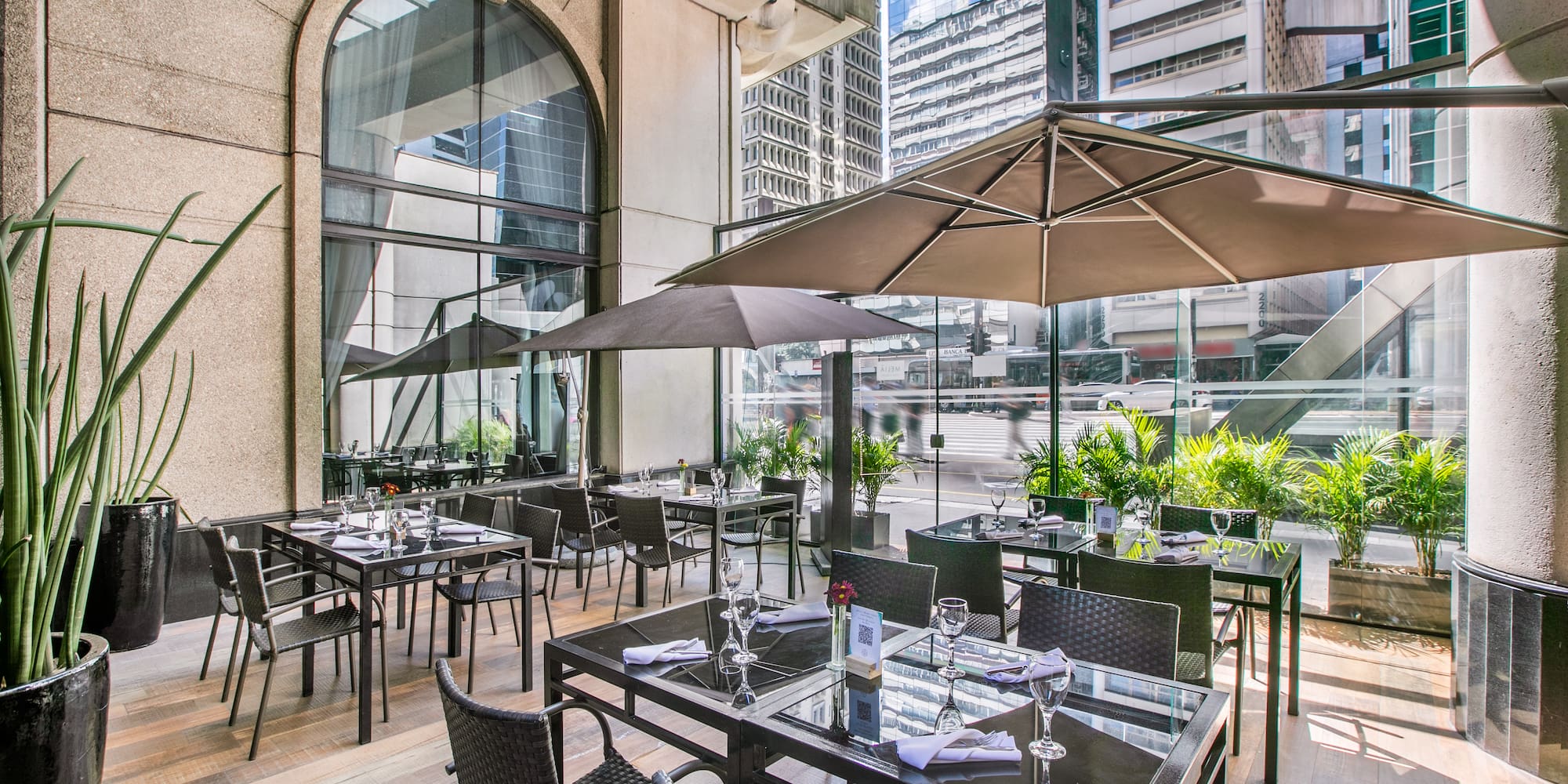 a restaurant with tables and chairs