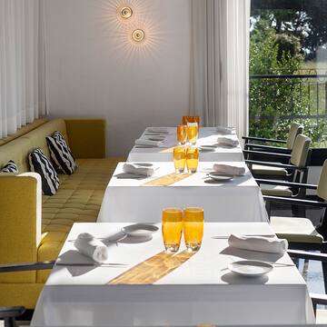 a table with glasses on it