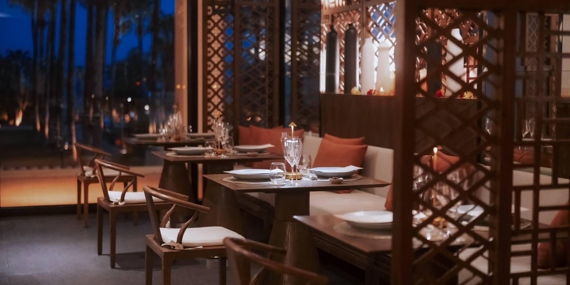 a restaurant with tables and chairs