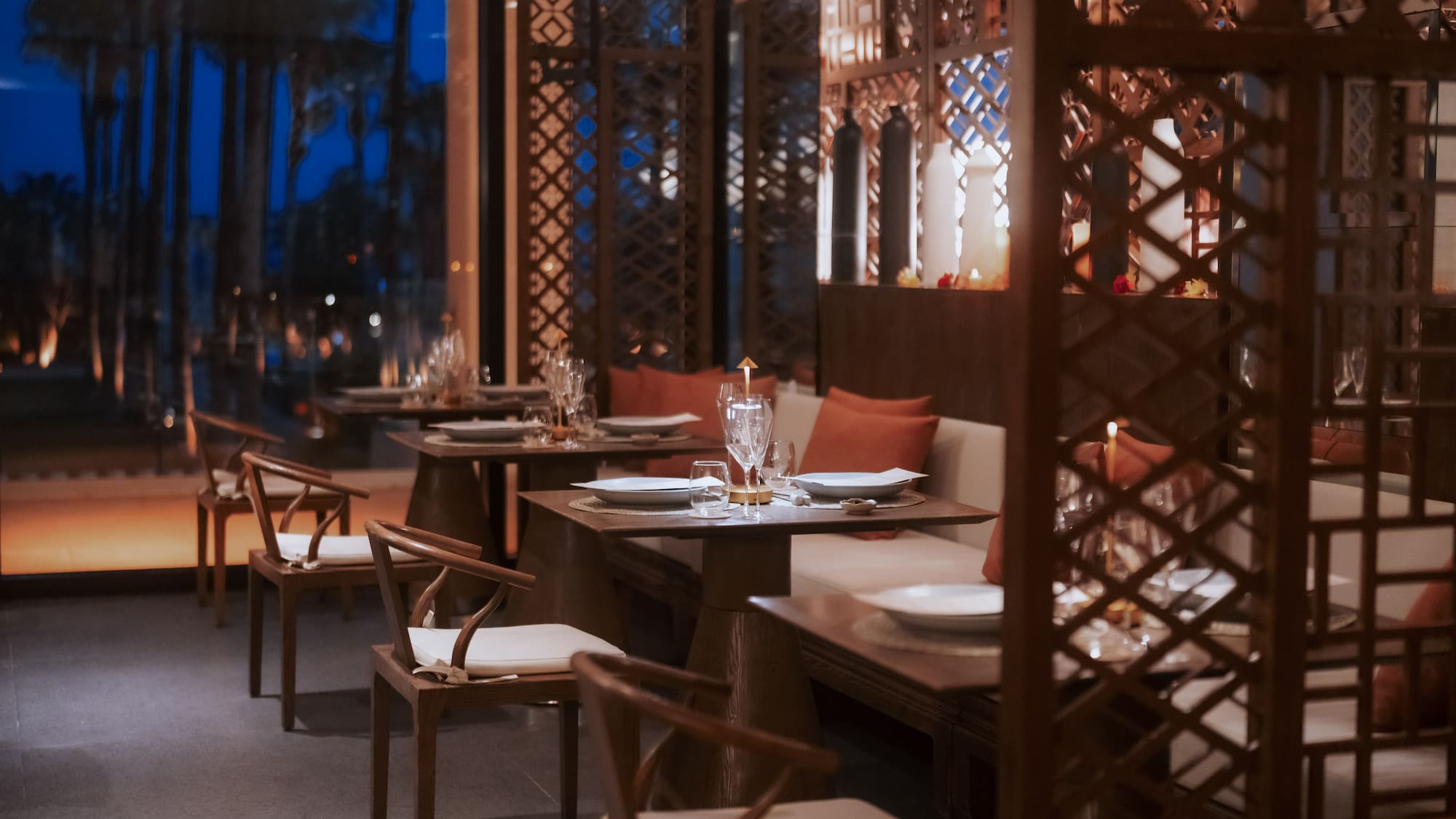 a restaurant with tables and chairs