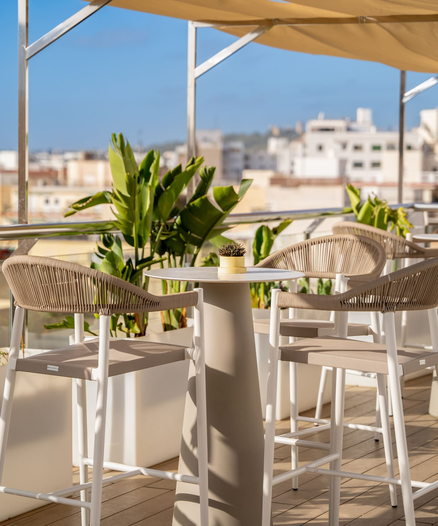 a table and chairs on a patio