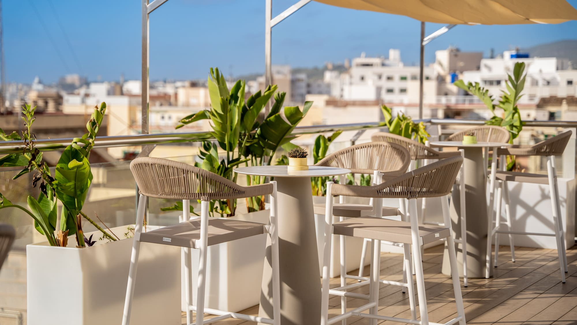 a table and chairs on a patio