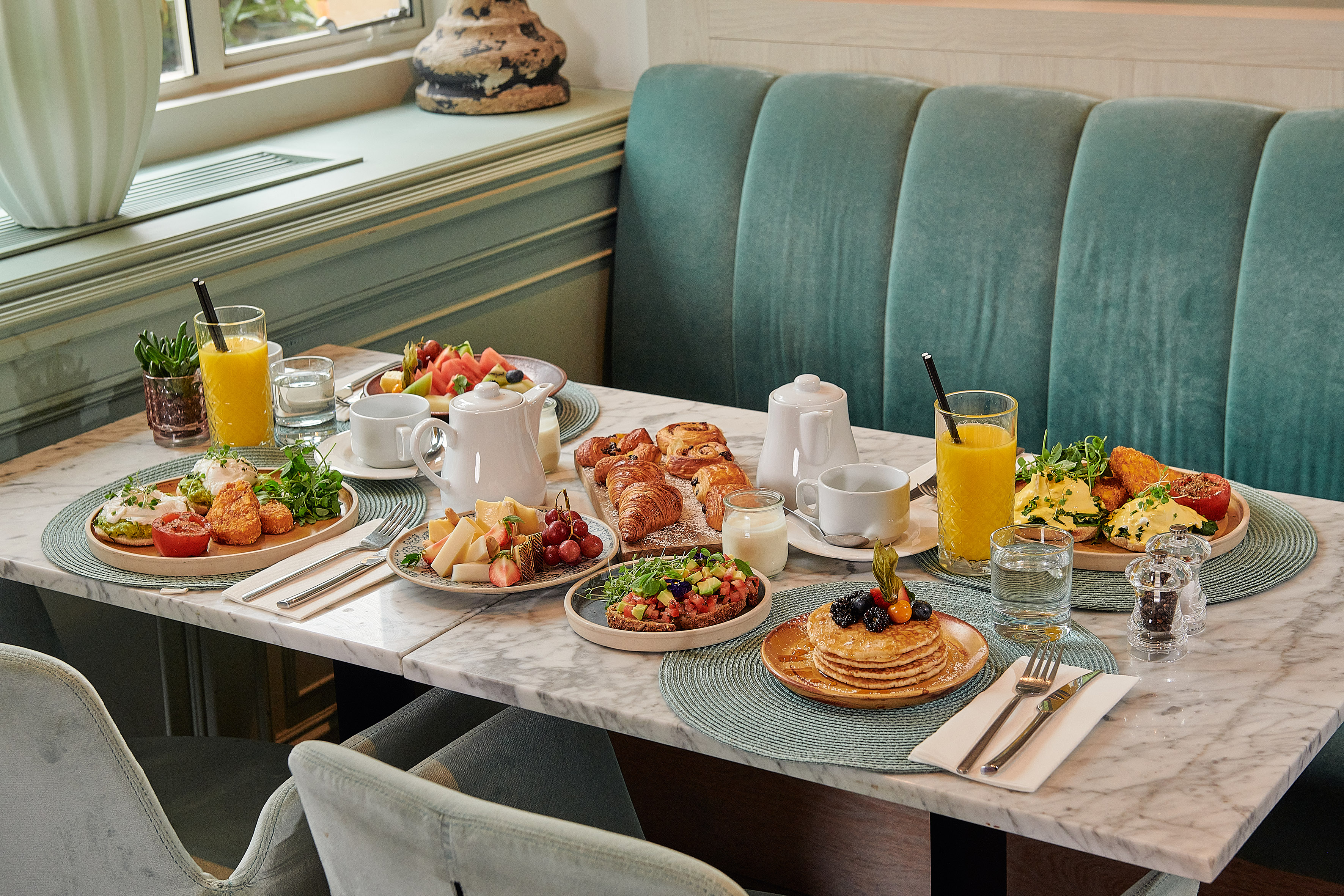 a table with food on it