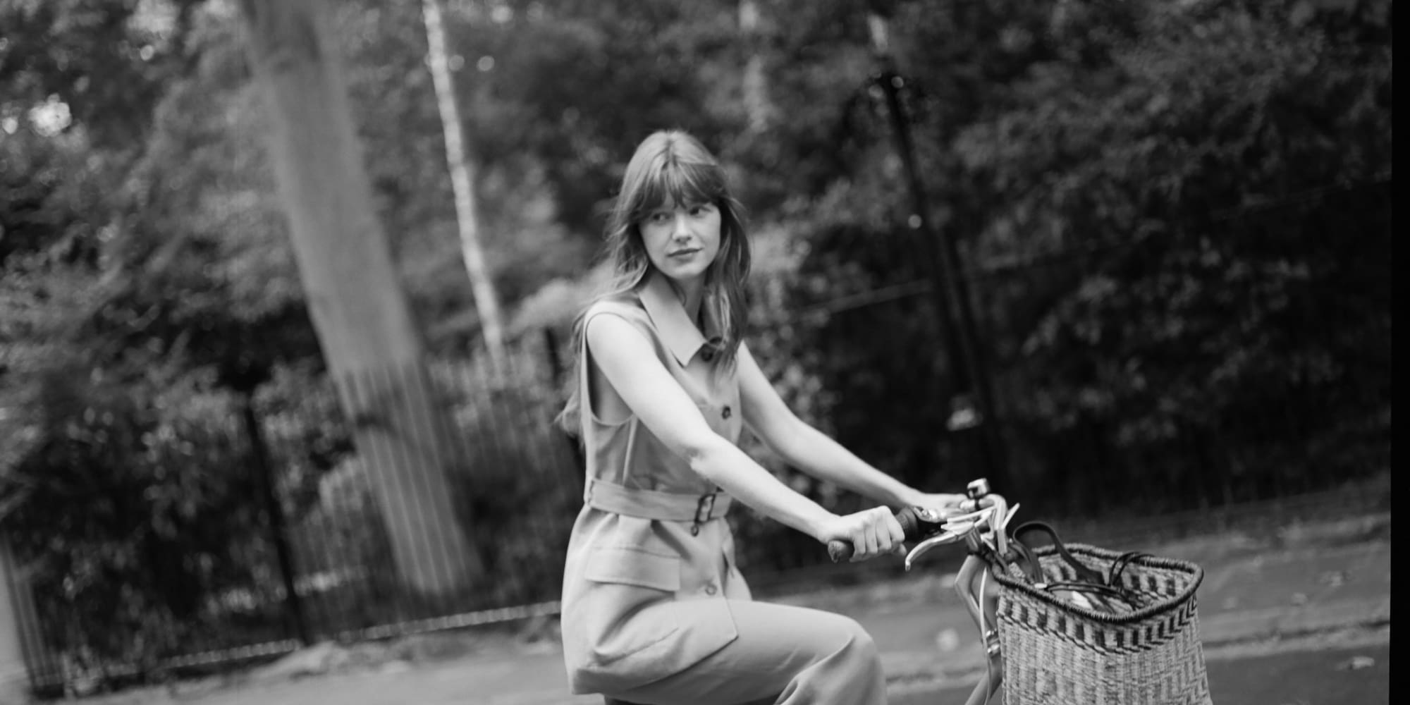a woman riding a bicycle