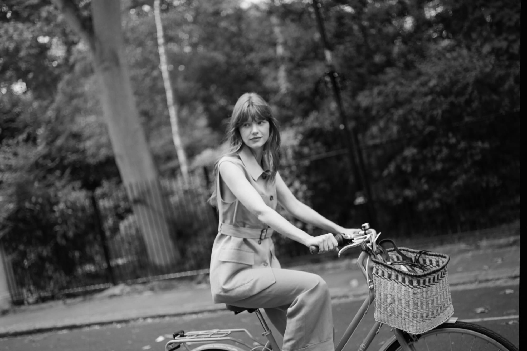 a woman riding a bicycle