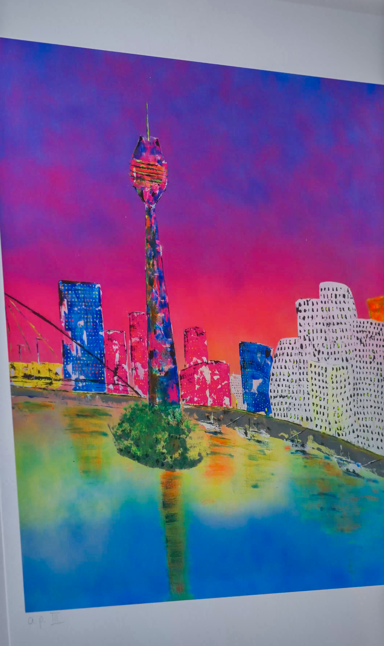 a painting of a city