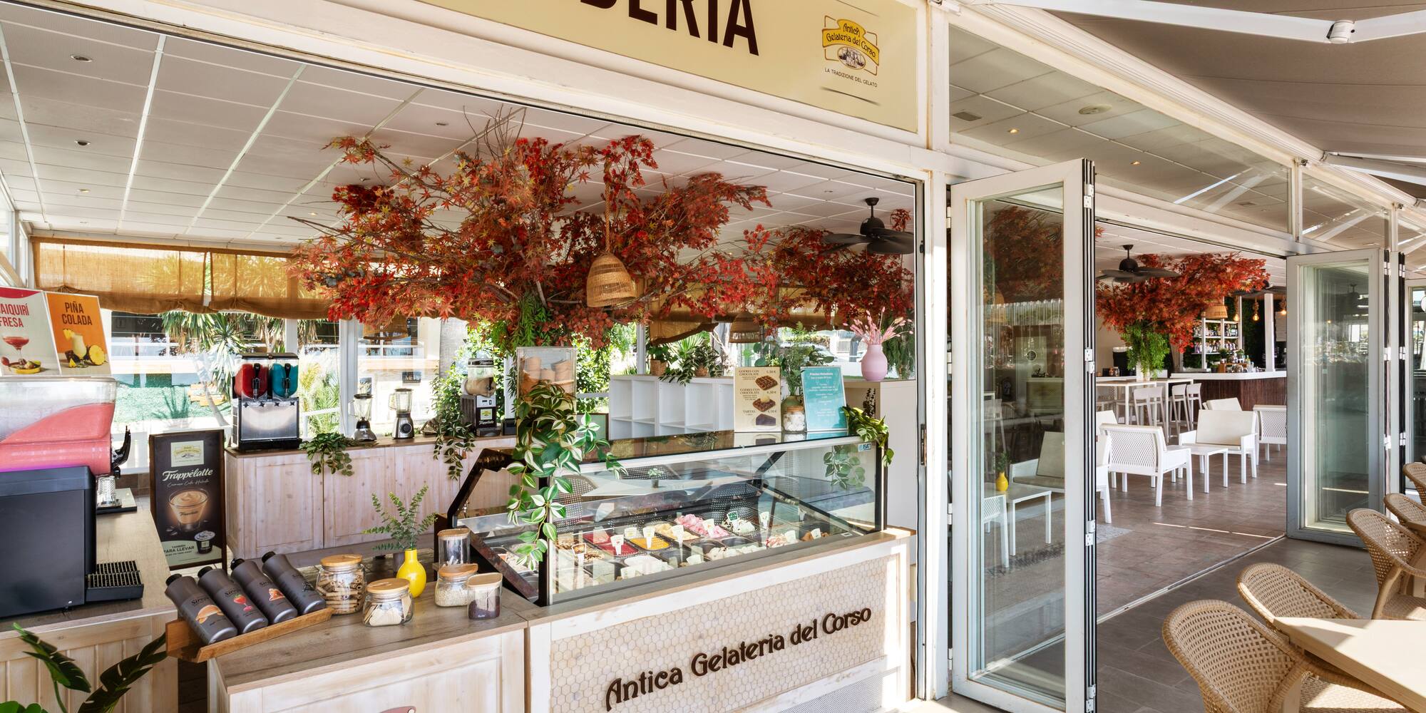 a storefront with a glass door