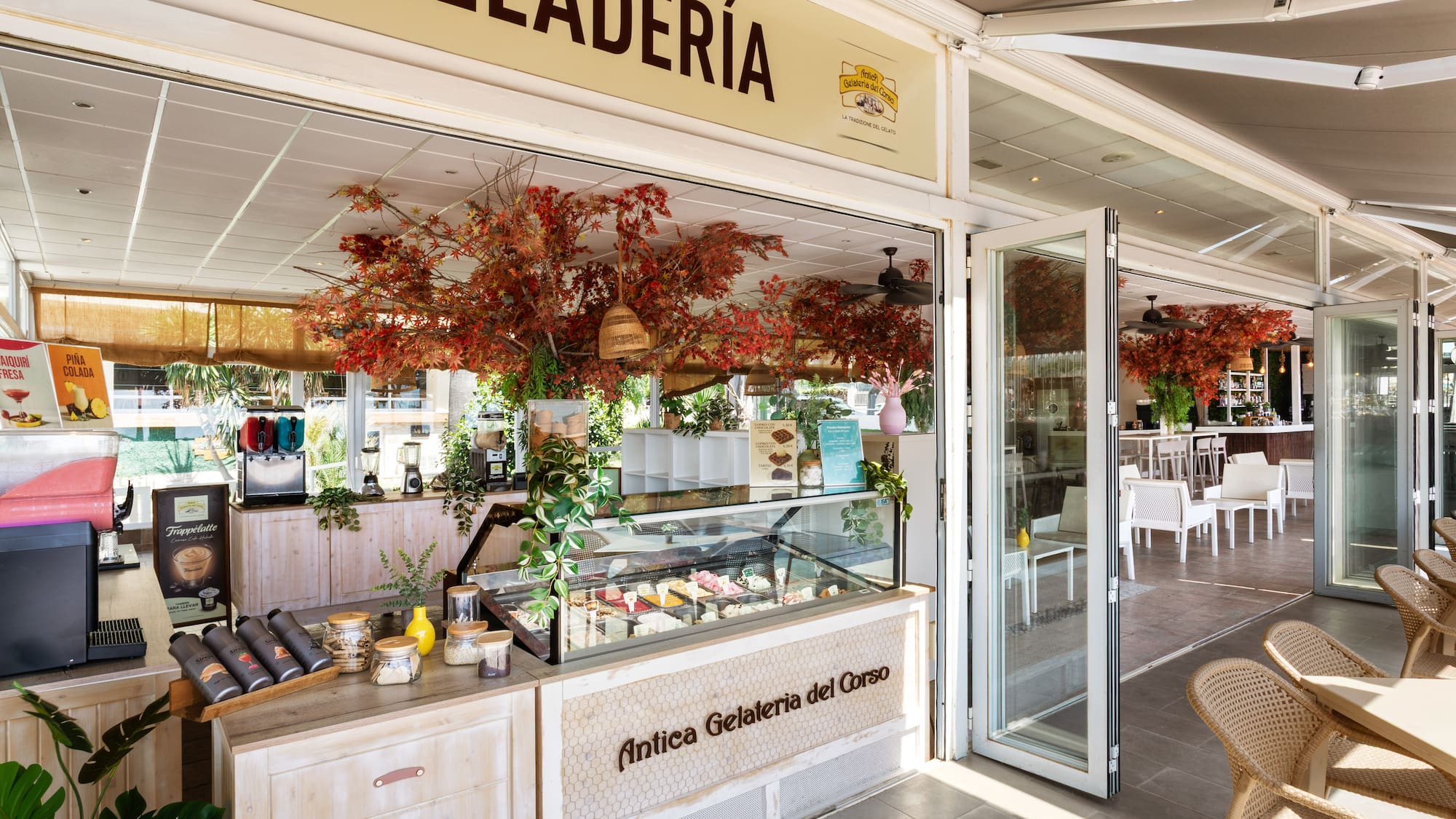 a storefront with a glass door