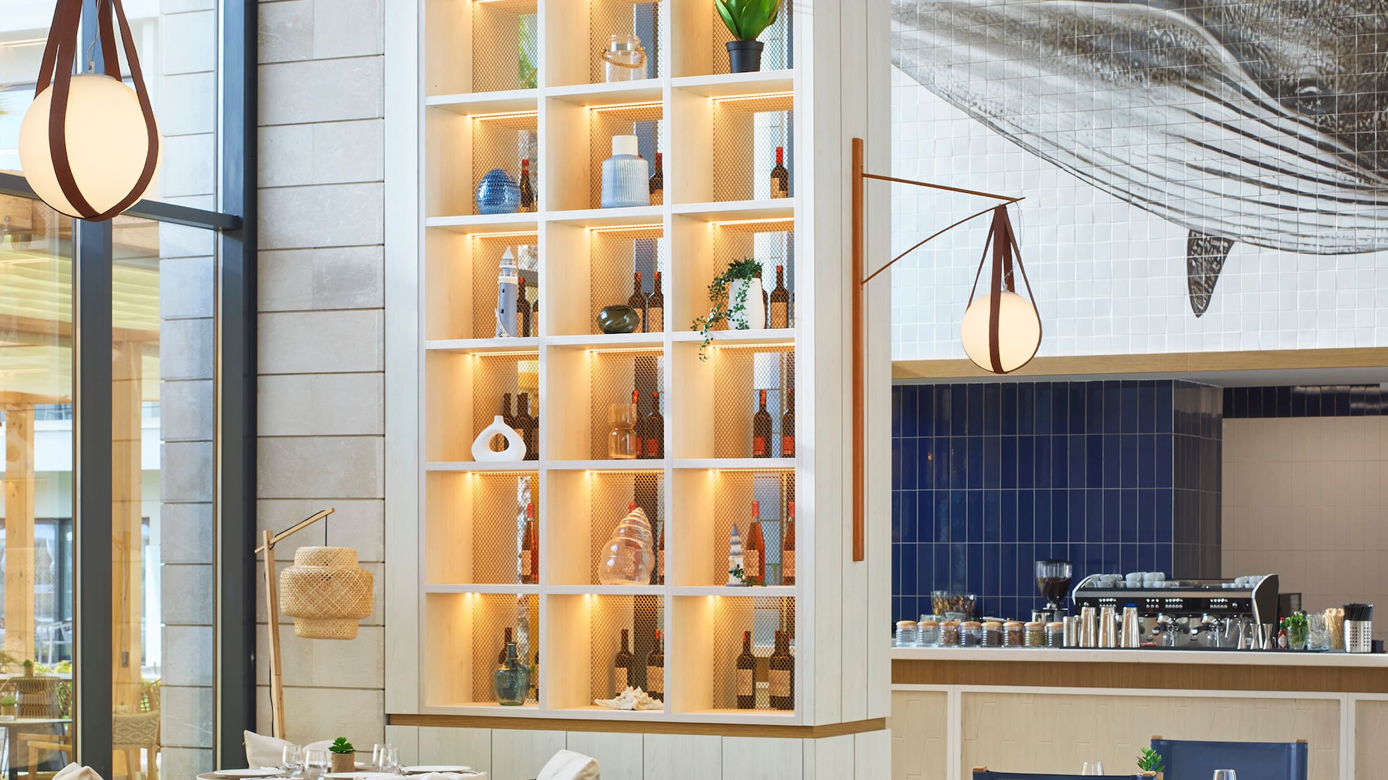 a restaurant with tables and chairs