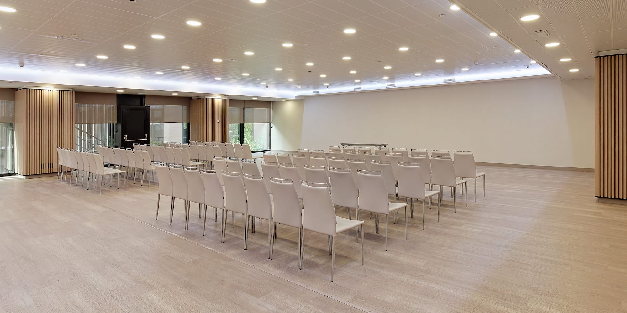 a room with many chairs