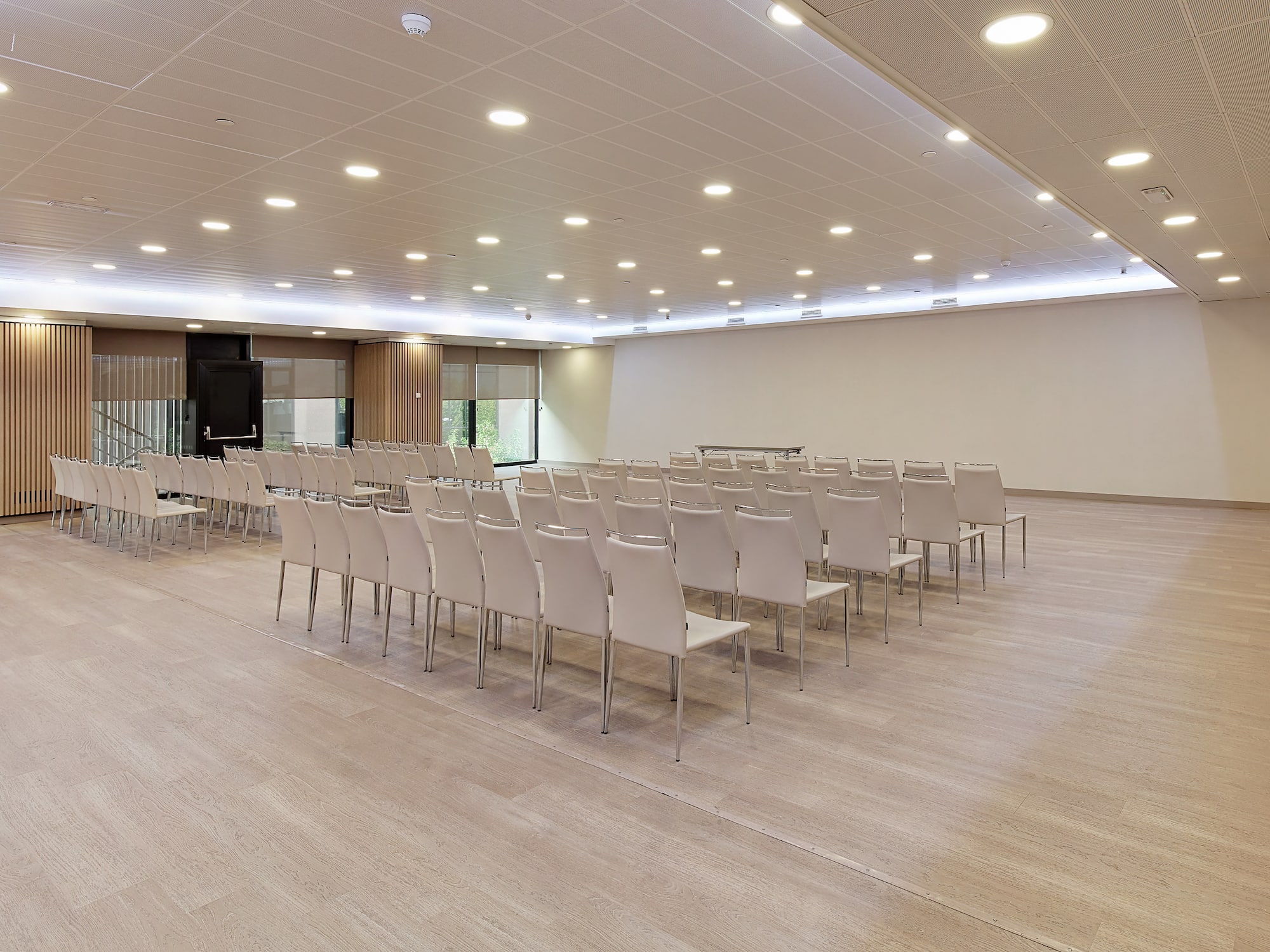 a room with many chairs