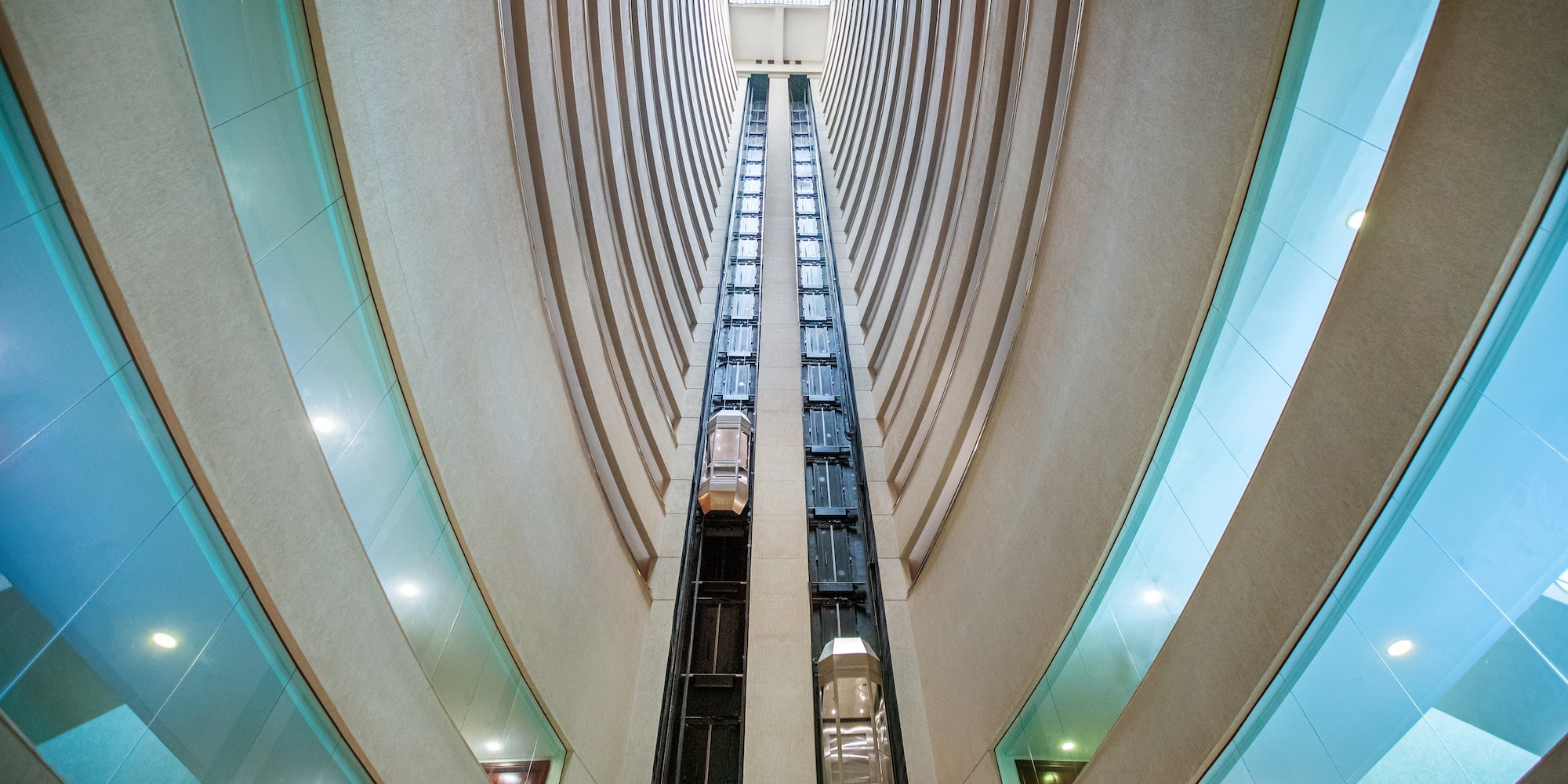 a elevator in a building