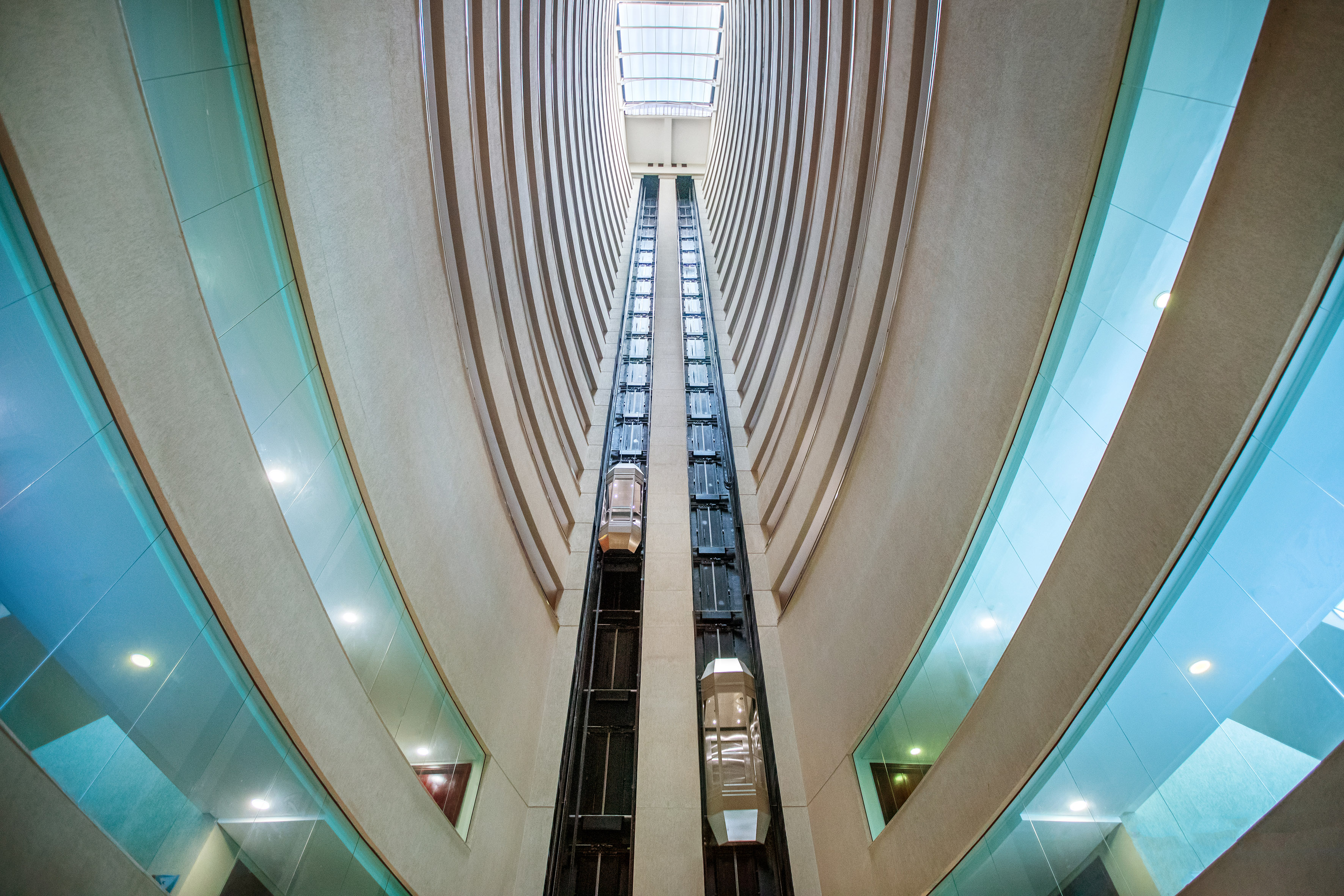 a elevator in a building