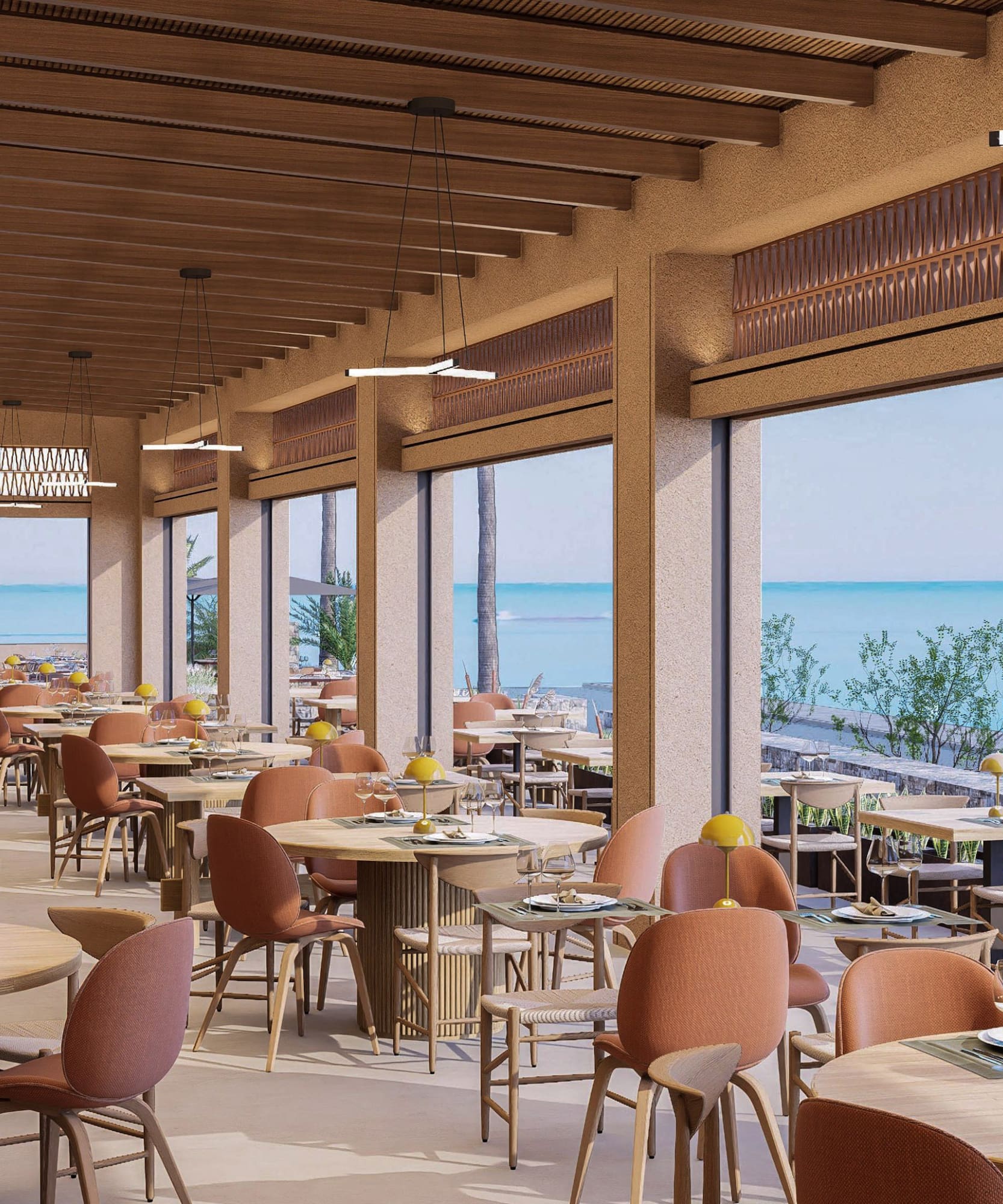 a room with tables and chairs