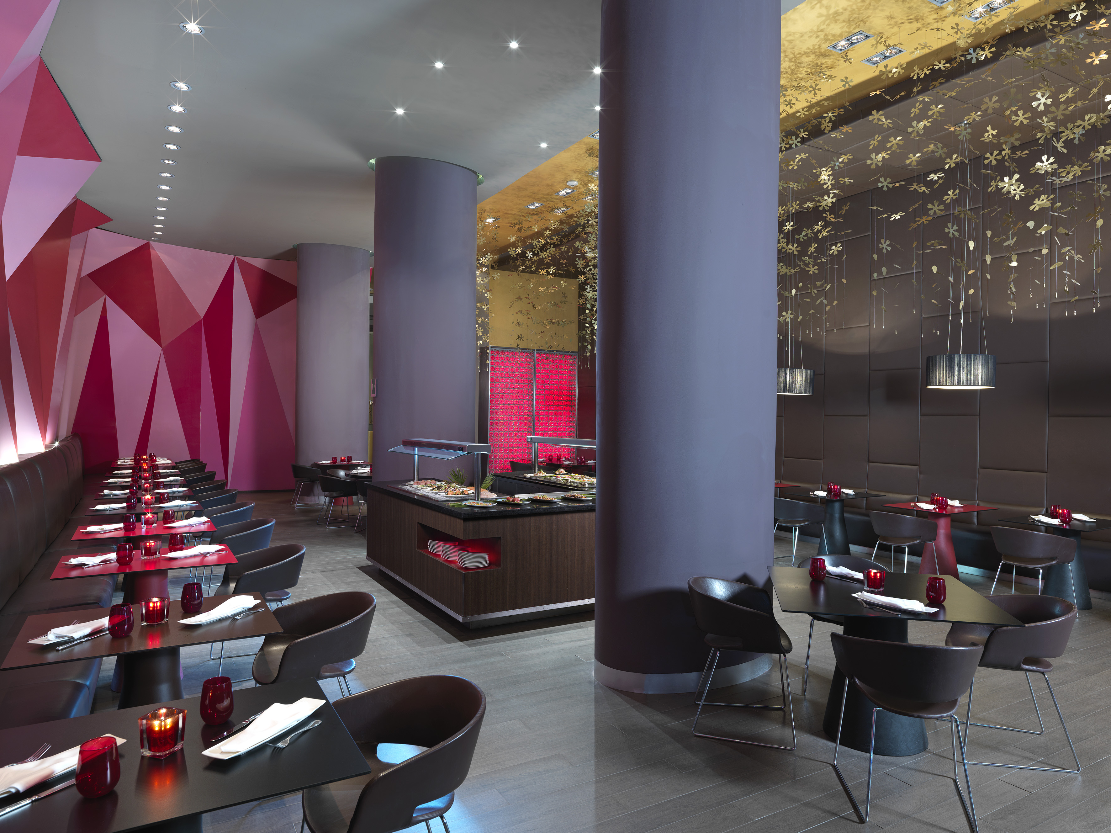 a restaurant with tables and chairs