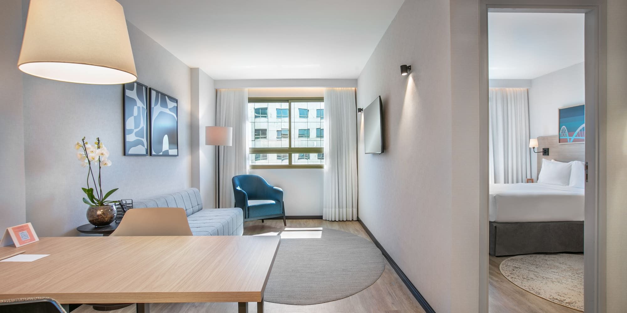 a room with a couch and a tv