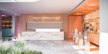 a reception desk in a room