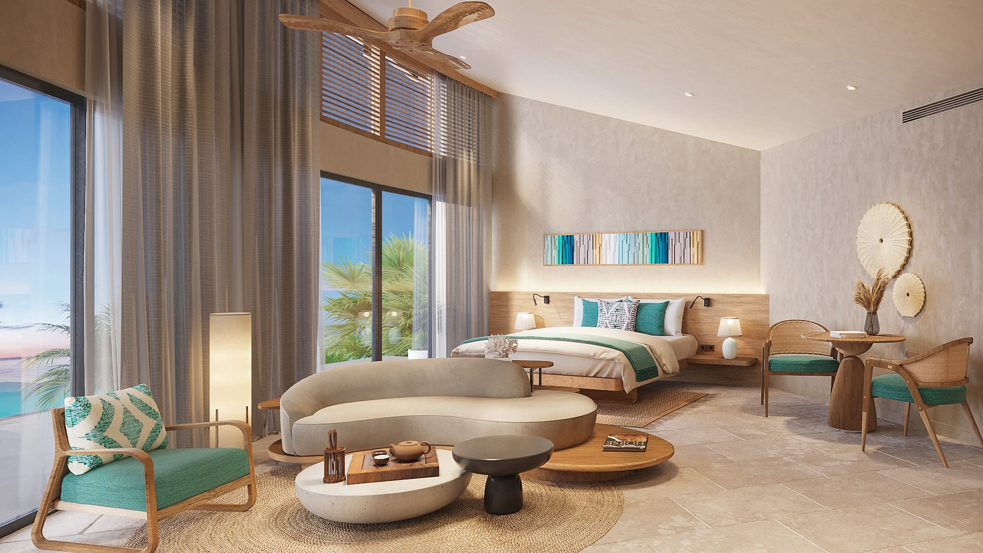 a room with a bed and a couch