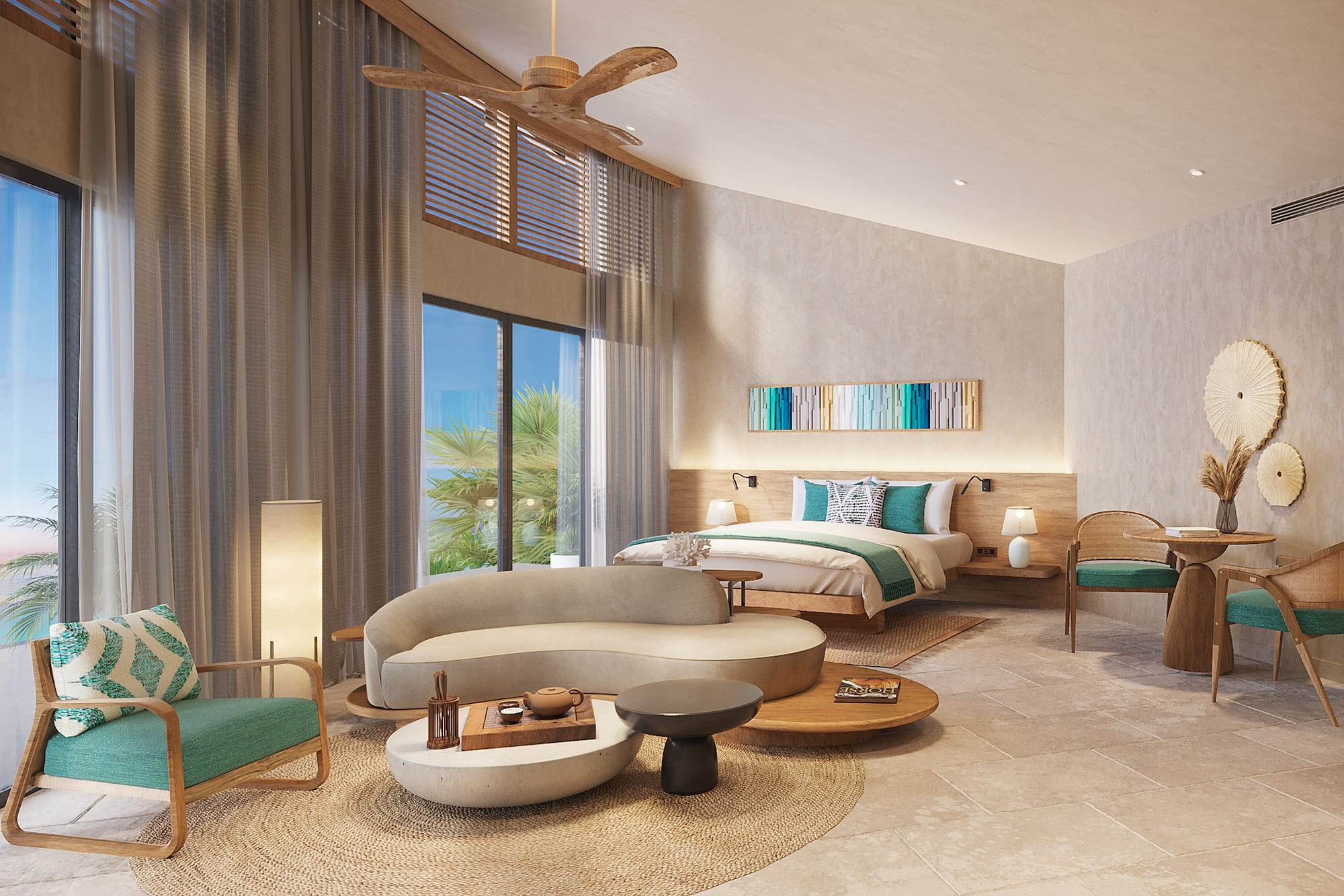 a room with a bed and a couch