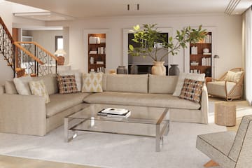 a living room with a couch and a coffee table