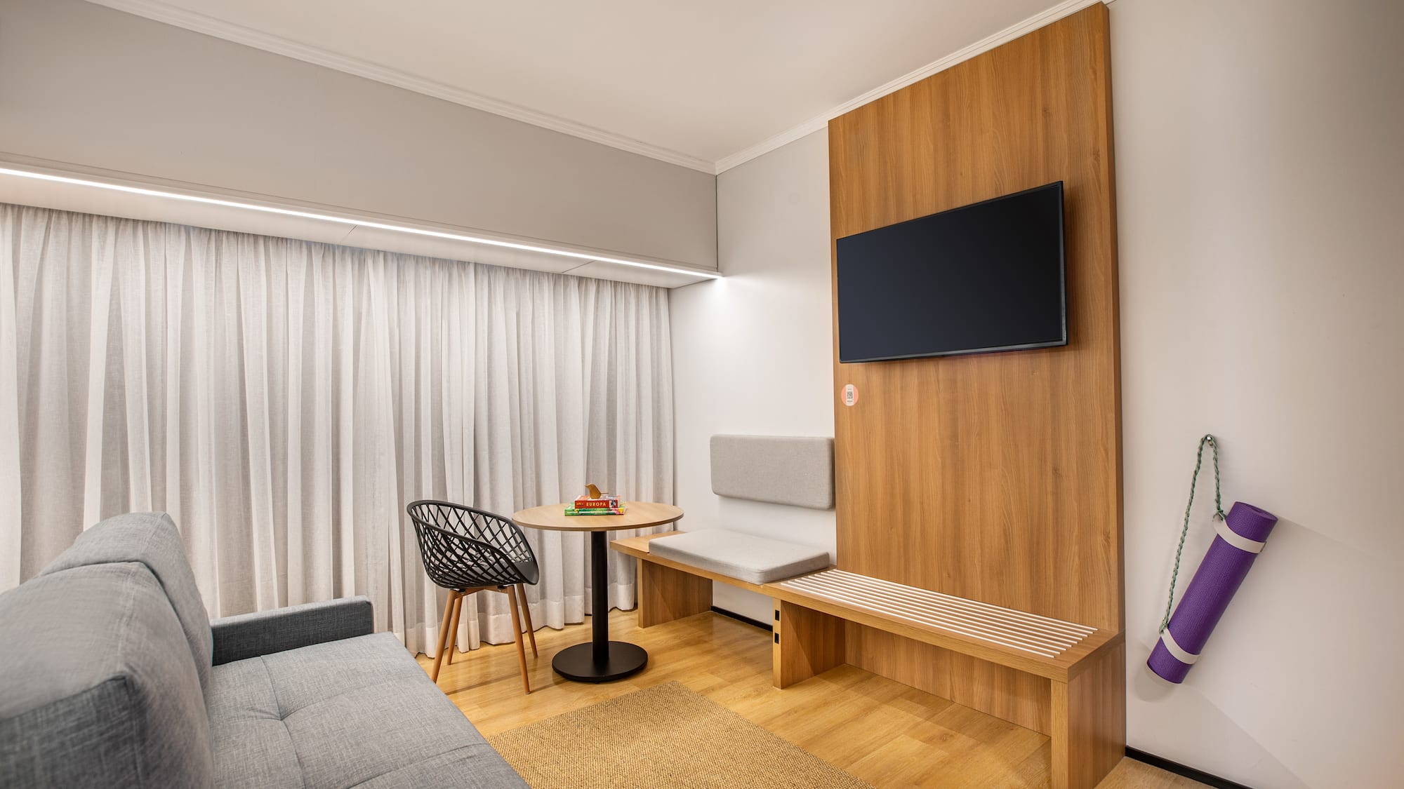 a room with a couch and a table