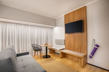 a room with a couch and a table