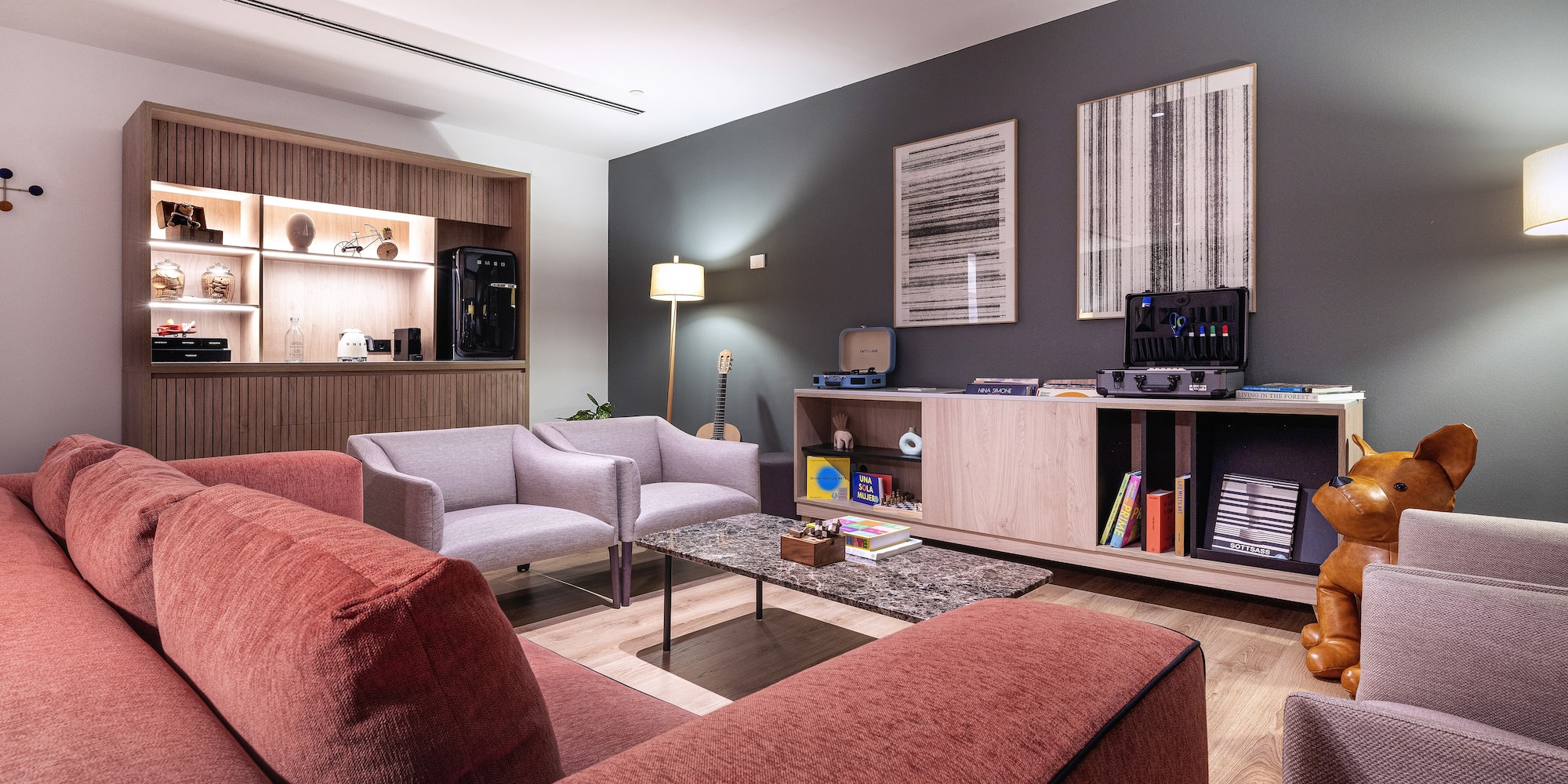a living room with a couch and a tv