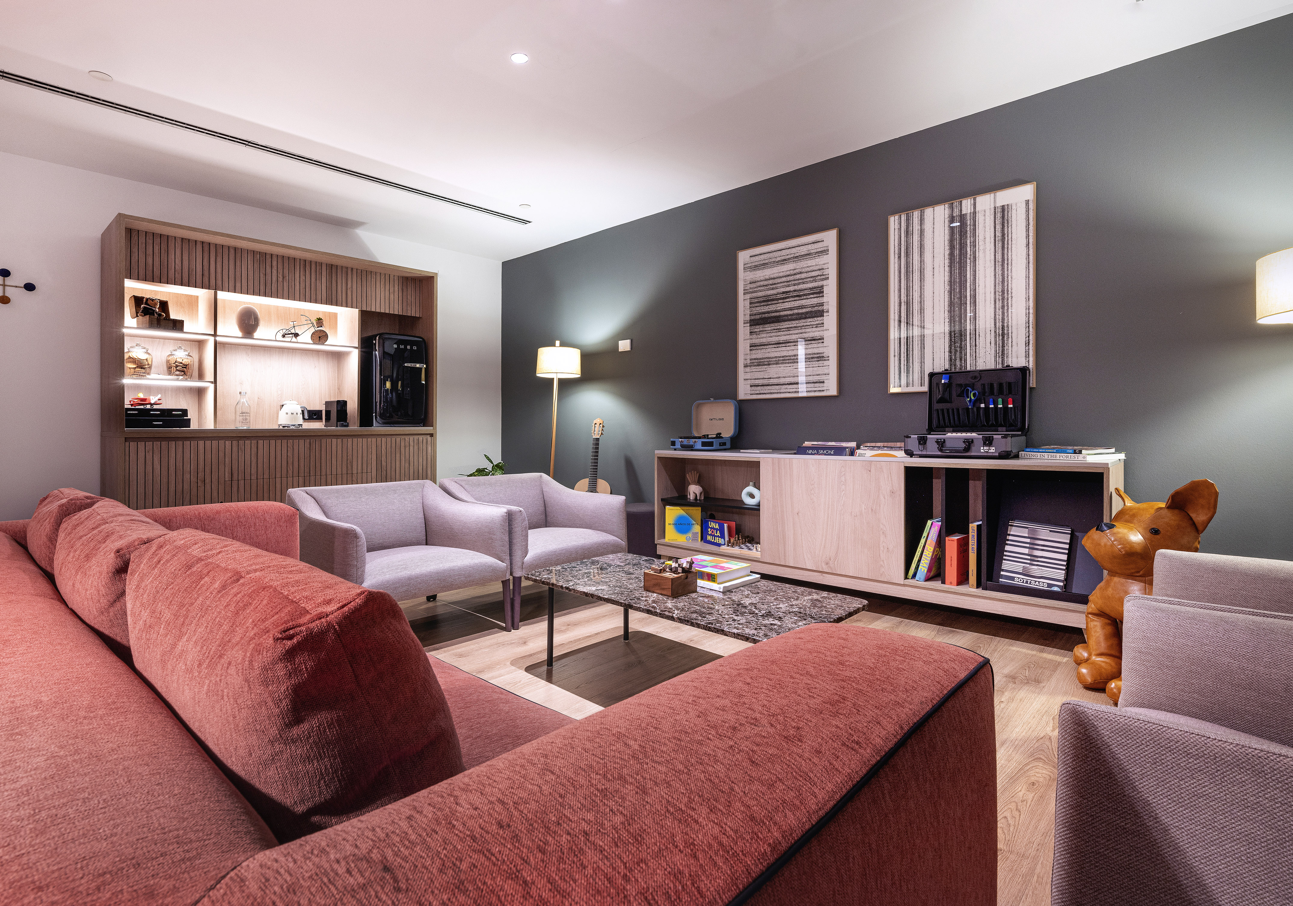 a living room with a couch and a tv