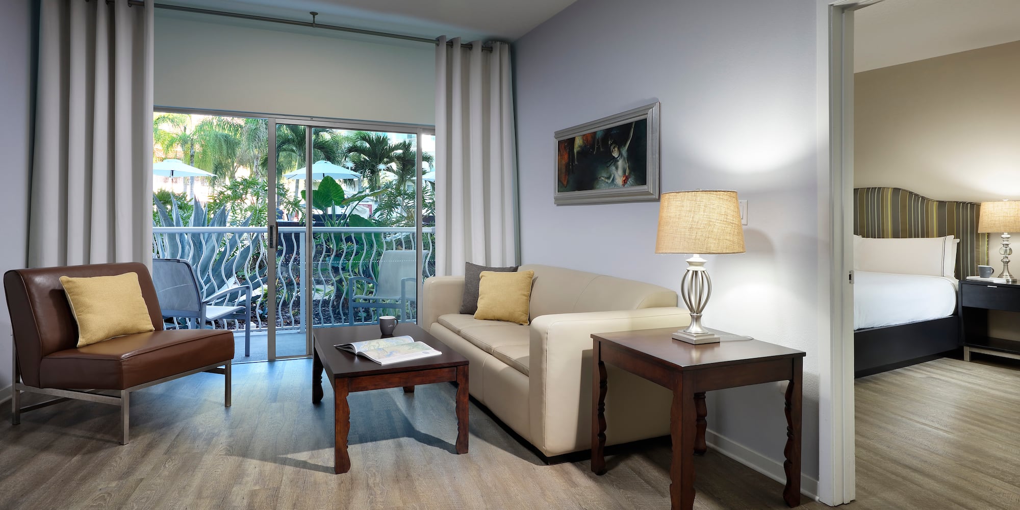 a living room with a couch and a table