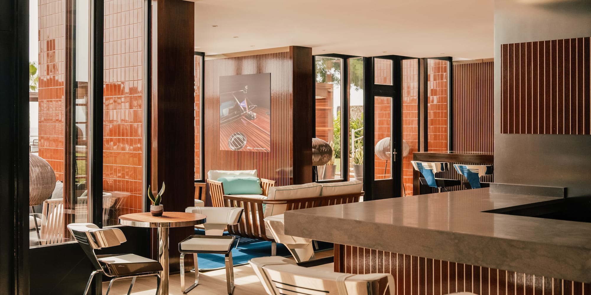 a room with a table and chairs