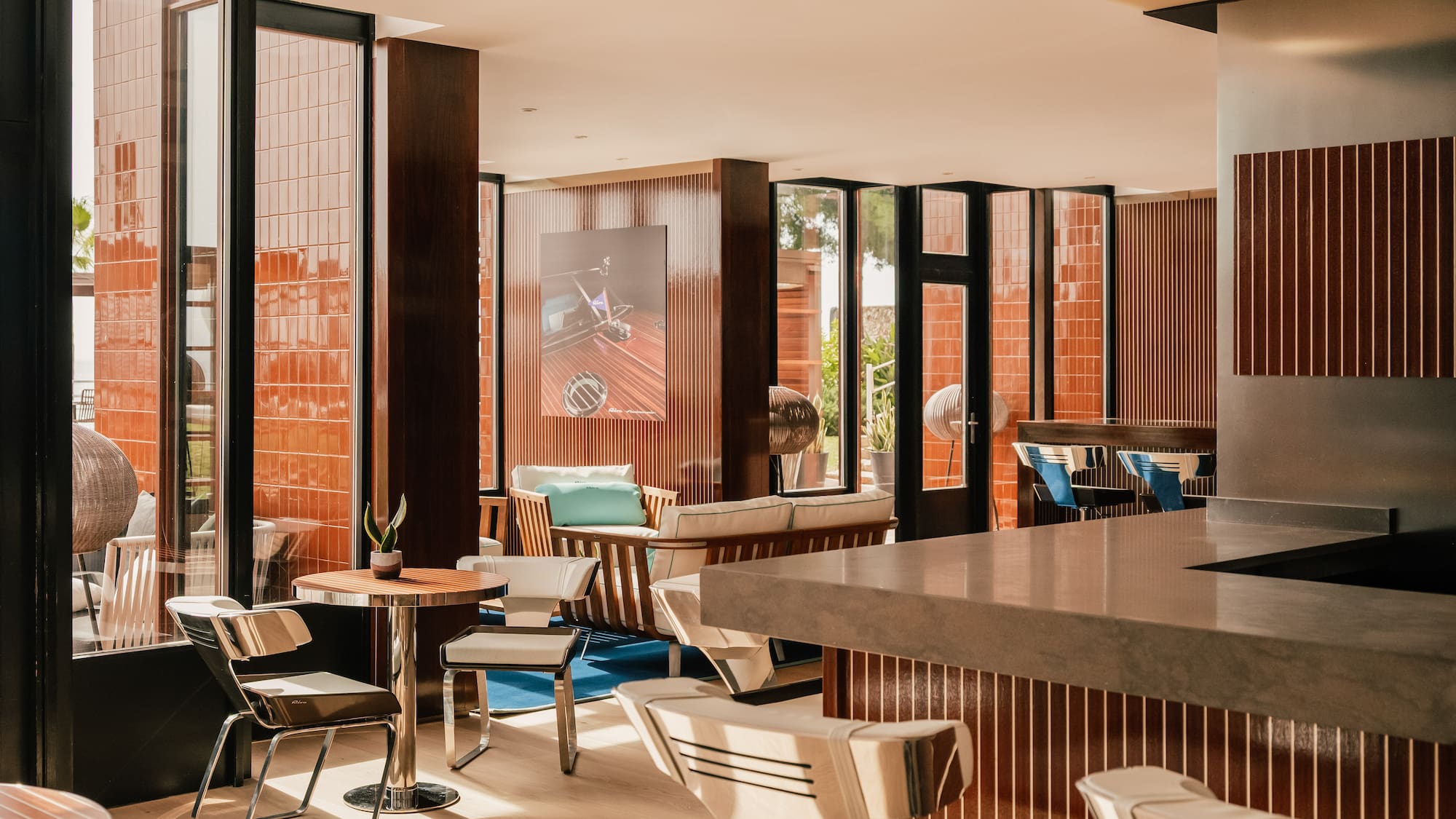 a room with a table and chairs