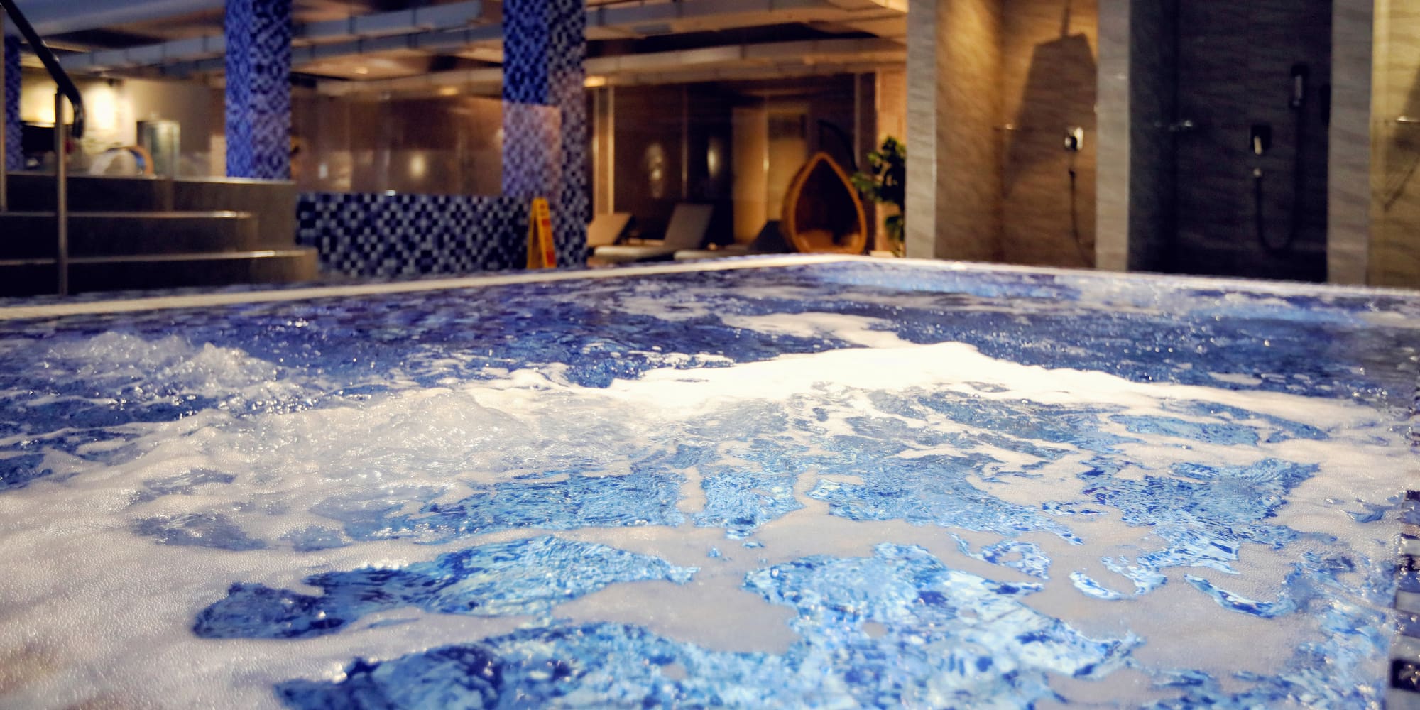 a large pool with bubbles