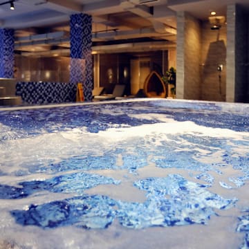 a large pool with bubbles