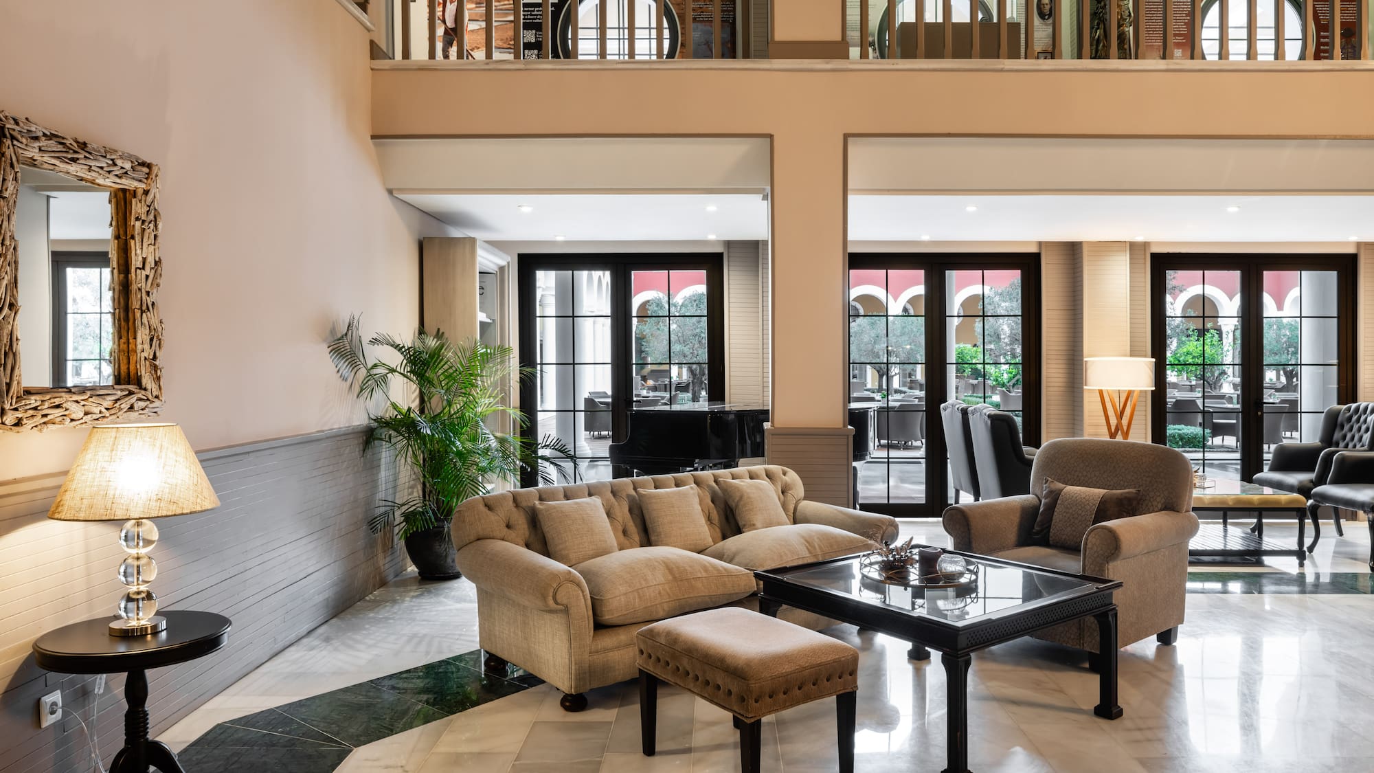 a living room with a couch and a coffee table