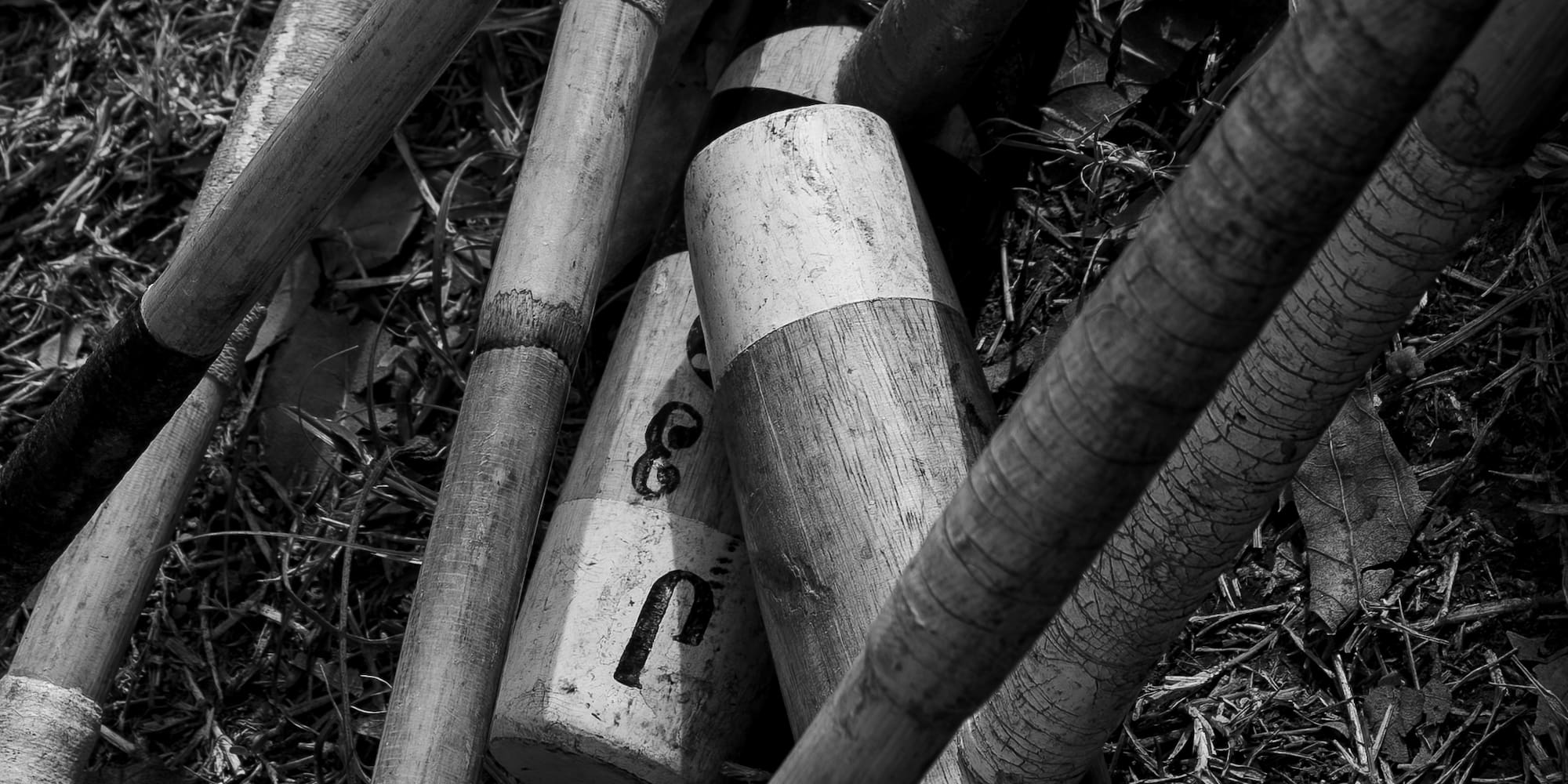 a pile of croquet sticks